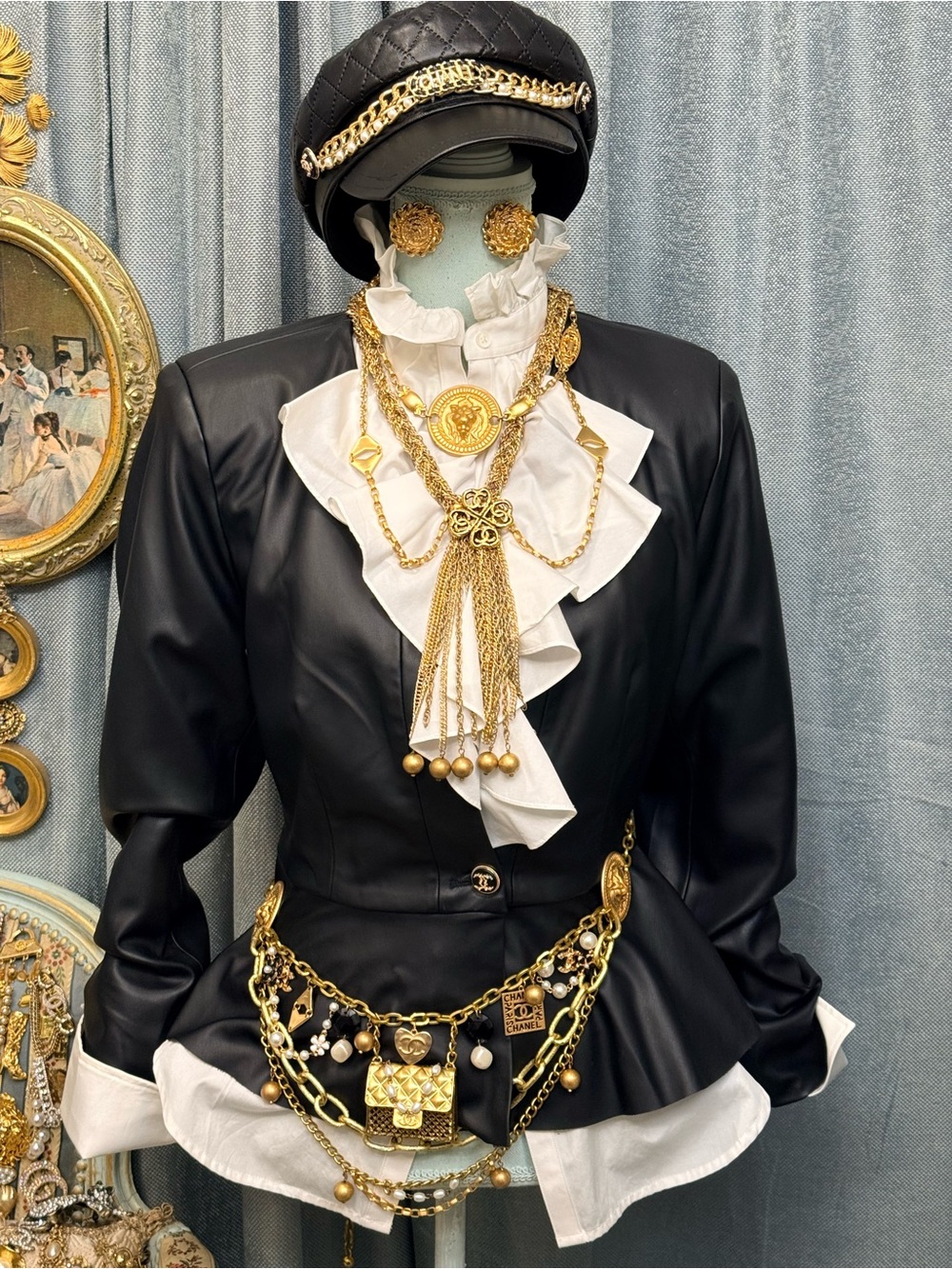 Black Icon — Couture Button Peplum Jacket
